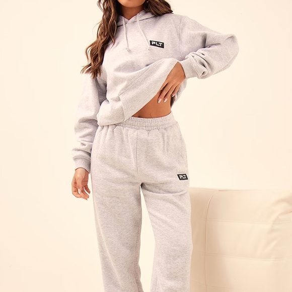PrettyLittleThing Tops - SALE rare ash grey plt badge logo hoodie